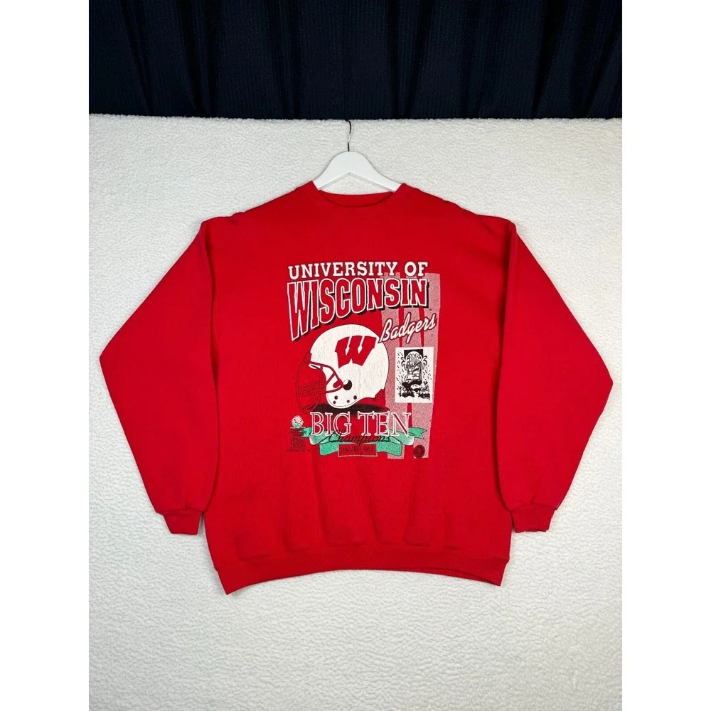 VTG 1993 Wisconsin Badgers Sweatshirt Mens Large Red  Football Big Ten Champion